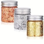3PCS Imitation Golden Leaf Flakes For Resin Jewelry Nail Art & Crafts - 15G Total Assorted Colors Golden Silvery Copper