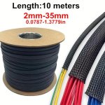 10 Meters Length Black Insulated Braid Sleeving 2 4 6 8 10 12 16 20 25 30 35MM Tight Pet Wire Cable Protection Expandable Cable