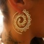 Trendy Oval Spiral Earrings Exaggerated Vortex Gear Heart -shaped Pattern Retro Ear Jewelry For Girls Holiday Party Gift