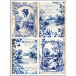 Tear Resistant Deco Print A6 Lady At The Lake