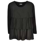 Tripple Frill Top - Black L xl