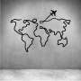 World Map Travel Route - Grey / L 1200 X H 750MM
