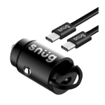 snug mini pd 30w car charger with type-c to type-c cable-black