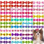 30PCS Pet Hair Bows Set Assorted Cute Dog Cat Grooming Accessories With Elastic Bands Mixed Patterns & Colors - Ideal For Small 