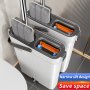 Joybos Dual-use Flat Mop And Bucket Set With Stainless Steel Handle - 33CM Wide Microfiber Pads Space-saving Design For Wet And Dry Cleaning In