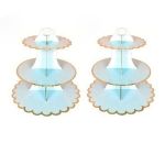2PCS Cupcake Stands Display Dessert Three-layer Tray-blue