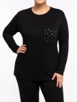 Ladies Plain Pj Top Black - 6XL Black