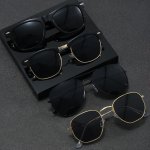 4 Pairs Of Men's Black Rice Nail Geometric Irregular & Oval Street Classic Casual Fashion Glasses Suitable For Daily Commuting A