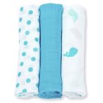 Lulujo MINI Muslin Blanket 3 Pack - Brilliant Blue