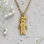 Personalized Gold Plated Boy Pendant With Chain