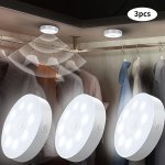 3-PACK USB Rechargeable LED Motion-activated Wall Lamps Plastic Dual Power Office Lighting Fixtures With Infrared Detection For