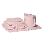 200 Thread Count 100% Cotton 9 Piece Cot Bedding Bundle Large Change Mat Dusty Pink