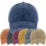 Monochrome Washed Distressed Baseball Cap Adjustable Peaked Hats Breathable Casual Cap Suitable For Women Men