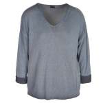 Overdyed V-neck Knit Top - Indigo Free