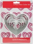 6PC Heart Cookie Cutter Set - Classic Shapes Cutters Cookie Cutter