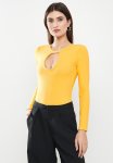 Ribbed Long Sleeve Bodysuit - Mustard