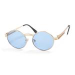 Blue Round Lens Gold Frame Sunglasses