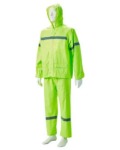Lime Green Reflective Rubberized Rain Suits Hood Zip & Storm Flap