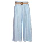 Belted Wide Leg Linen Pant - Powder Blue L xl