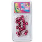 Fashion Hair Plastic Metallic And Clear Beads - Red Pink