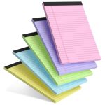 Ailzfei 5PCS Colored Note Pads 5X8 College Ruled Small Legal Pads Paper Notepads 5 Pack Study Back Writing Pads 5 X 8 Paper Pads