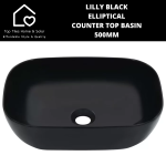 Lilly Black Elliptical Counter Top Basin - 500MM