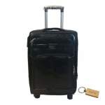 Smte Premium Leather Suitcase Medium 65CM With Smte Keyring 1 Piece Black With Keychain