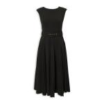 Black Pleated Godet Dress