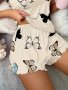 Casual Butterfly Print Night Bottoms Elastic High Waist Frill Trim Shorts Women's Sleepwear & Loungewear