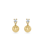 Yellow Gold Cubic Zirconia Ball Drop Earings