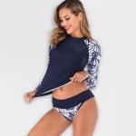 Women's Blue Orchid Long Sleeve Two-piece Swimwear - XL