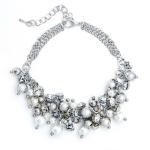 Silver Tone Clutter Pearl Charm Bracelet