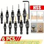 6pcs Countersink Drill Woodworking Drill Bit Set Hand Tool Set