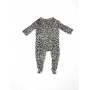 0-3M Stone & Black Leopard Print Zip Onesie - Cotton On