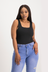 Thandi Square Neck Bodysuit - Black - L