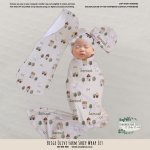 Wrap Set Swaddle Set Beige Olive Farm Sheep Wrap Set
