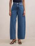 Emma Petite Mid-rise Barrel Jeans - 16 Dark Wash
