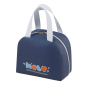 Portable Zippered Insulated Lunch Bag With Handles - Navy Blue