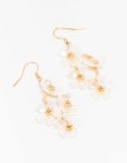 Goldair Gold Pearl Flower Vine Drop Earrings