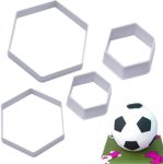 4PCS Soccer Cookie Cutter Set - Plastic Hexagon Football Biscuit Shapes Cookie Cutter