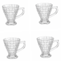 4 Pack - Textured Glass Coffee Mug With Handle - Transparent