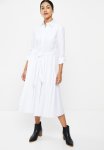 Long Sleeve Shirt Dress - White