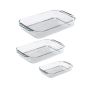 3 Pieces Rectangular Tempered Glass Bakeware Set