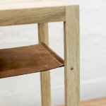 Oak Side Table - Tan Leather