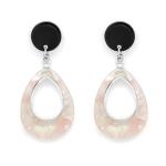 Trendy Earrings With Pink Acrylic Marble