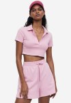 Collared Cropped Top - Light Pink