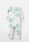 Cotton On The Long Sleeve Zip Romper License - Lcn Dis Vanilla green Winnie The Pooh Quilt