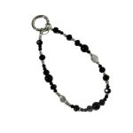 Black Crystal Silver Fish Phone Strap