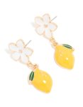 Goldair Gold White Flower & Lemon Drop Earrings