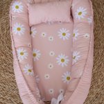Baby Nest Baby Sleeping Pod Minimalistic Dusty Pink And Beige Daisy